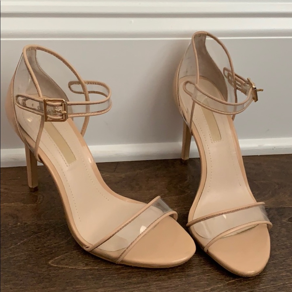 BCBG Clear & Leather Heels